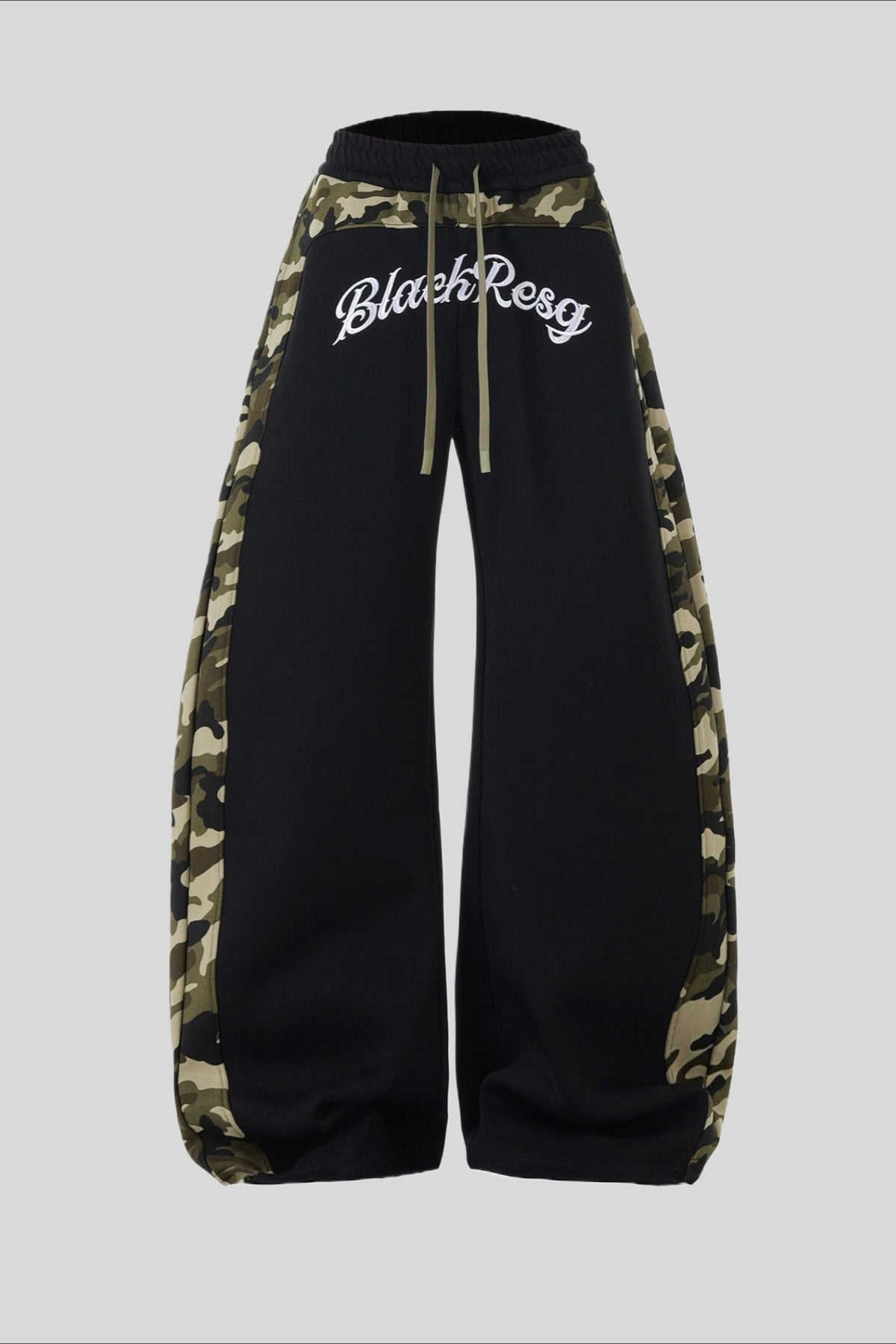 Camo Panel Wide Leg Sweatpants