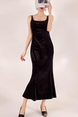 Sexy Velvet Strappy Backless Maxi Dress