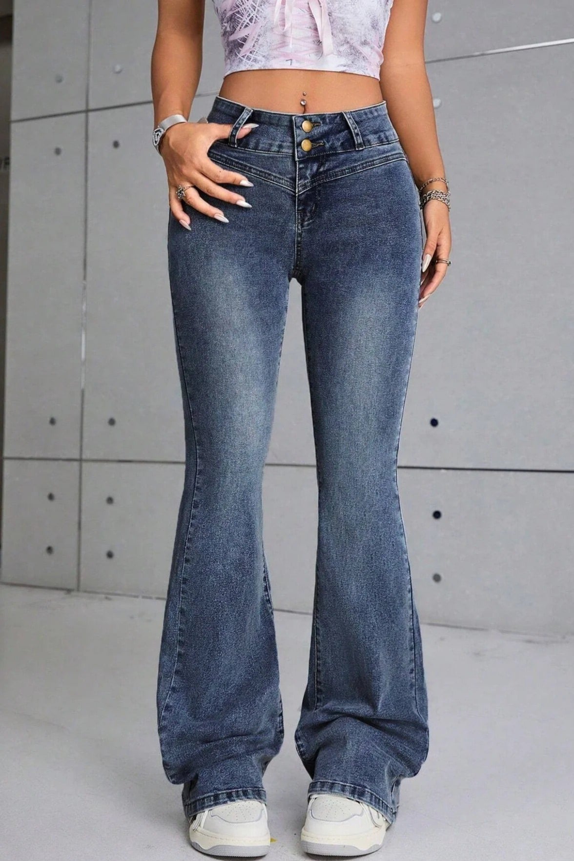 Slim Fit Washed Flare Denim Jeans Blue / XS Main image