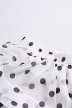 Polka Dot Puff Sleeve Ruffle Blouse A Line Tiered Skirt Set