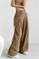 Casual High Waist Fluid Wide Leg Pants