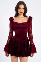 Velvet Bell Sleeve Bodycon Dress