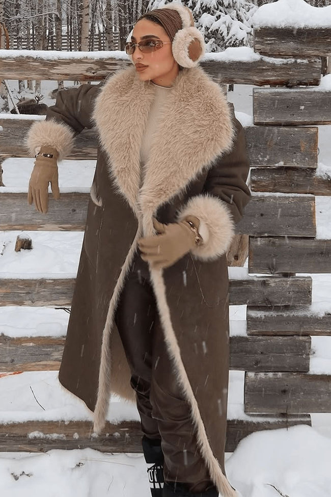Two Sided Long Faux Fur Overcoat Main image