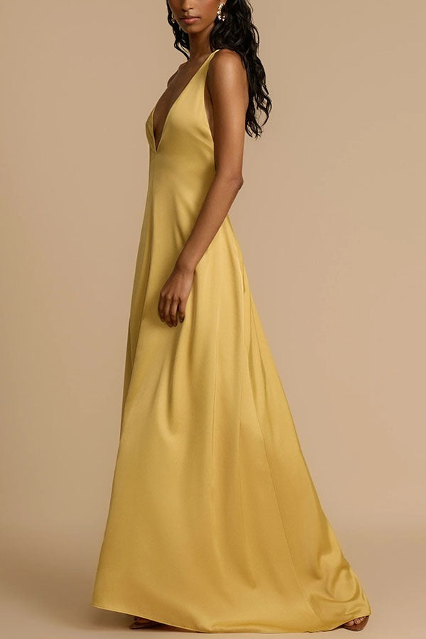 Backless Satin Slip Maxi Dress Secondary image