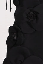 Floral Patchwork Strap Solid Sexy Slim Mini Dress