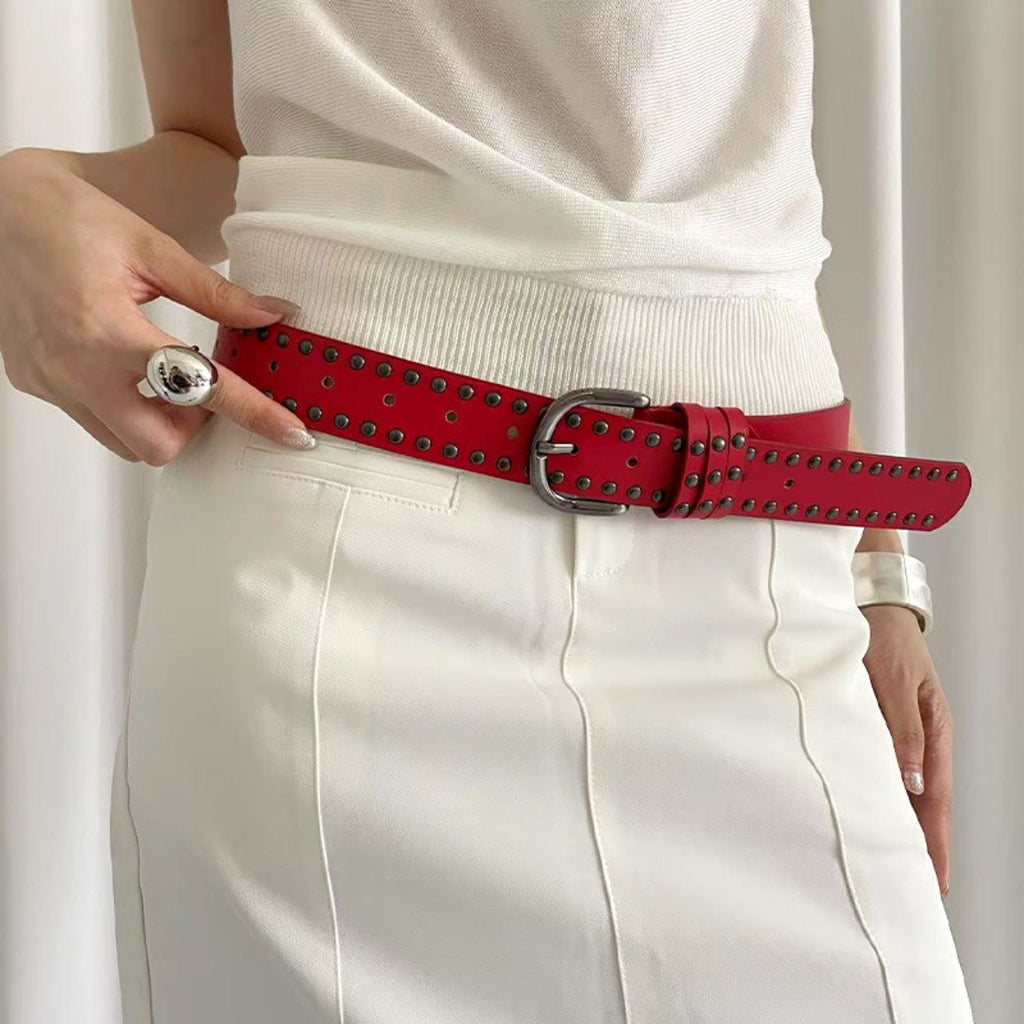 Y2K Punk Studded Wide Leather Belt