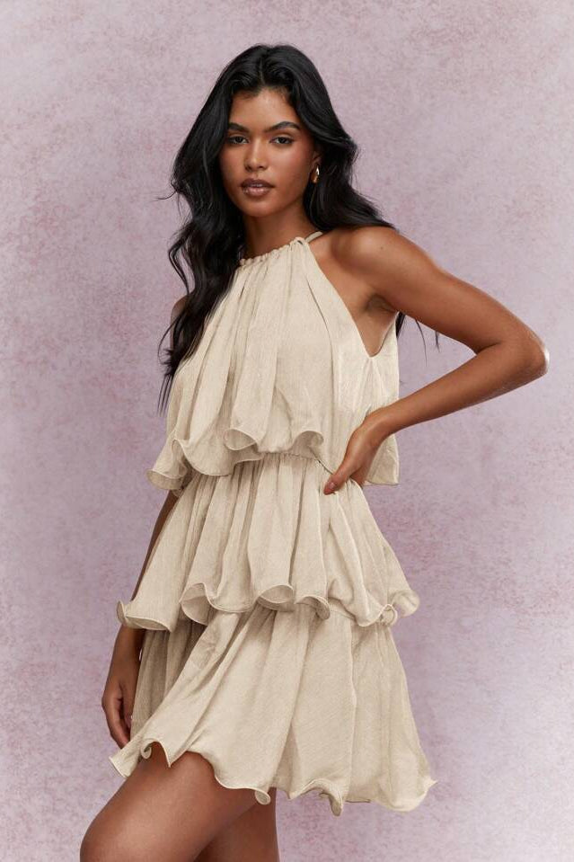 Halter Sleeveless Tiered Ruffle Vacation Dress Main image