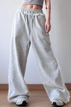 Lace Trim Wide Leg High Waist Pants