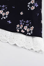 Two Piece Puff Sleeve Strapless Floral Dress