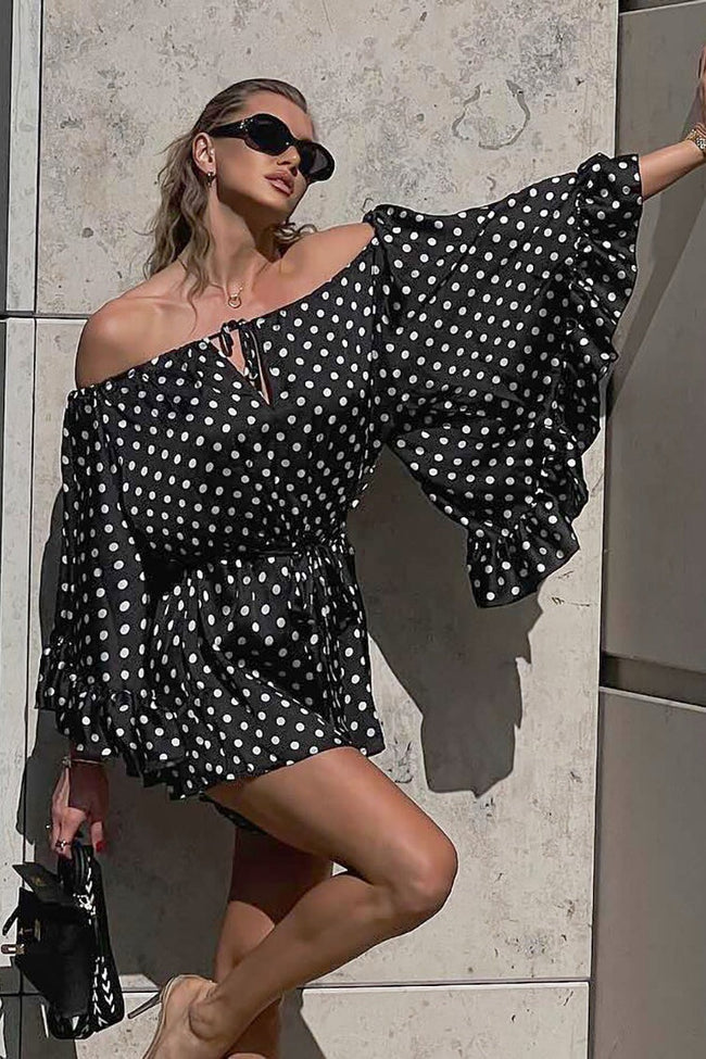 Polka Dot Off-Shoulder Ruffle Mini Dress Main image