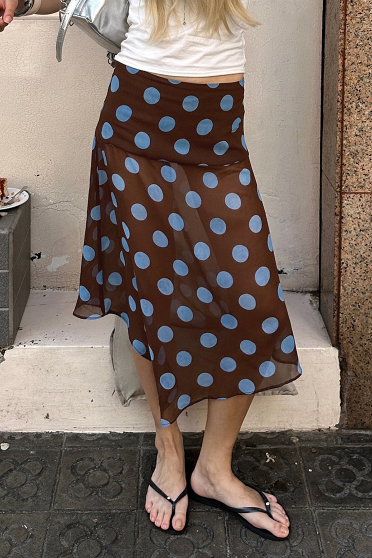 Sheer Polka Dot Ruffled Mesh Skirt Secondary image