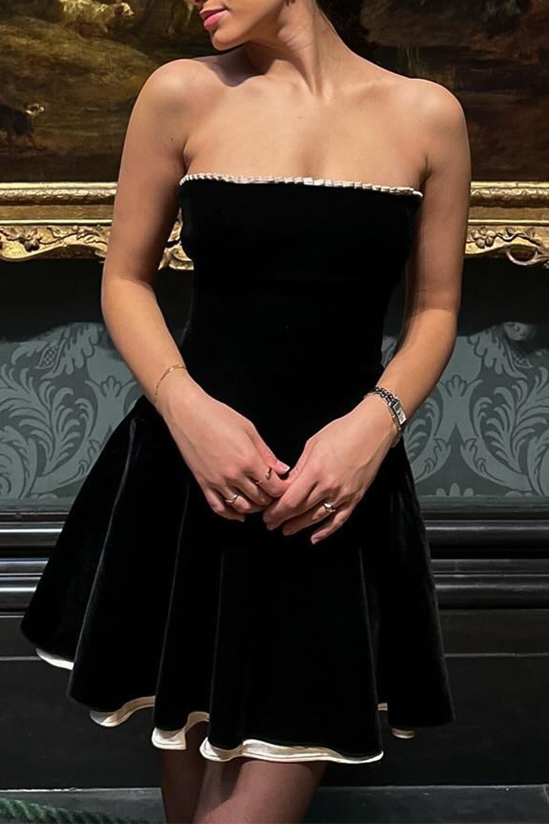 Velvet Bustier A-line Cocktail Dress Main image