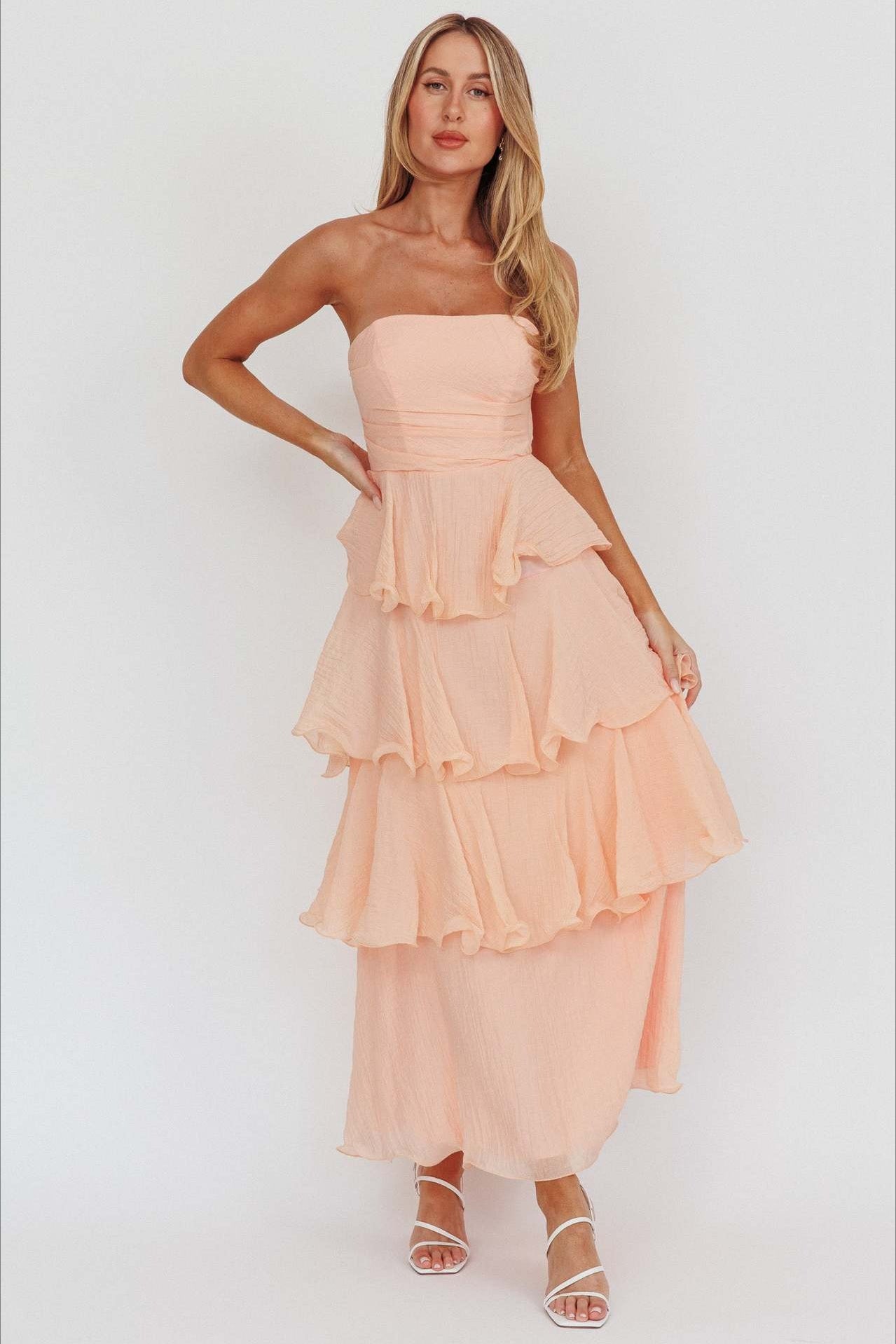 Sexy Slim Fit Strapless Backless Ruffled Prom Dress
