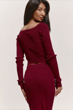 V-Neck Knit Crop Top Sweater Dress