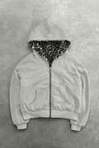Reversible Leopard Lined Zip Up Hoodie