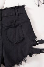 High Waist Distressed Slim Fit Denim Shorts