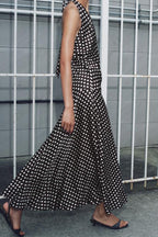 Polka Dot Halter Neck Maxi Dress