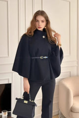 Belted Wool Cape Coat Black / S