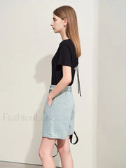 Back Drawstring Hollow T Shirt