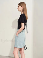 Back Drawstring Hollow T Shirt