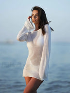Backless Bell Sleeve Sheer Cover Up