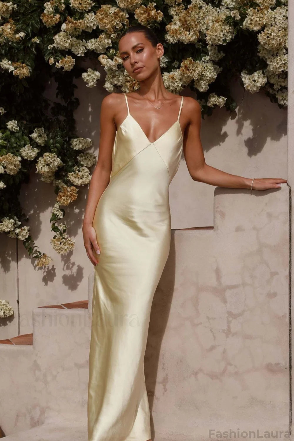 Backless Cami Silk Dress Yellow / S Main image