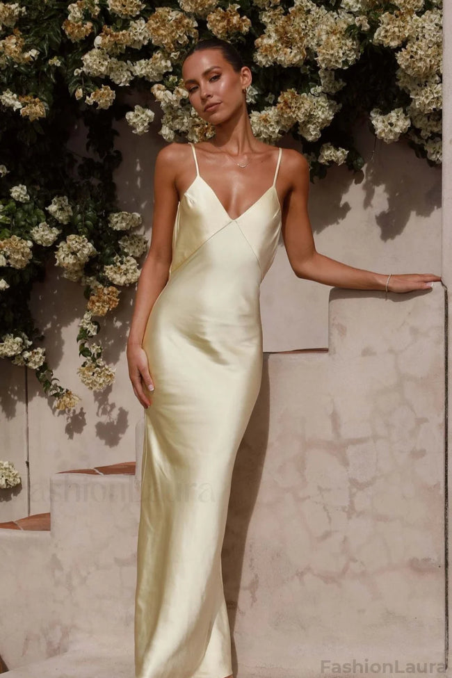 Backless Cami Silk Dress Yellow / S Main image