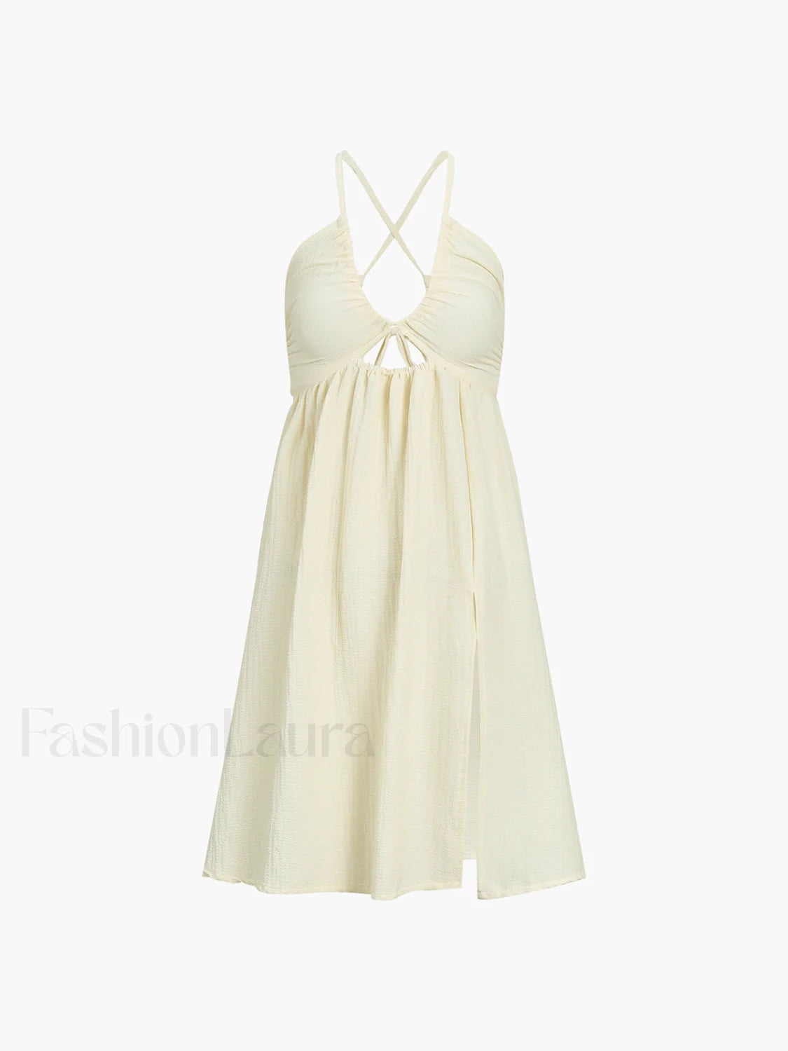 Backless Criss Cross Split Midi Dress Dresses