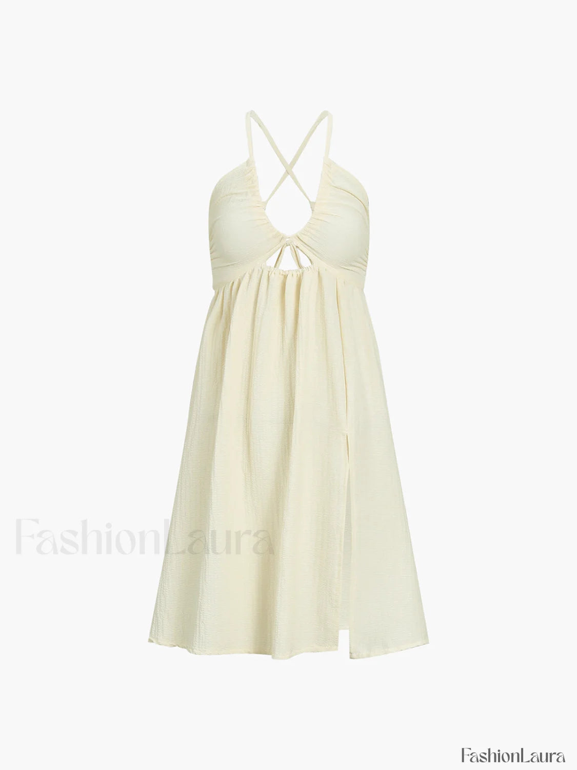 Backless Criss Cross Split Midi Dress Dresses