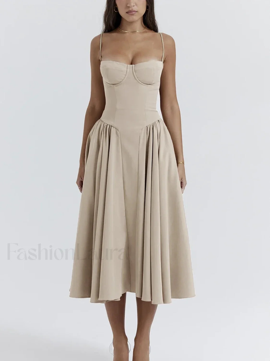 Backless Dropped Waist Midi Dress