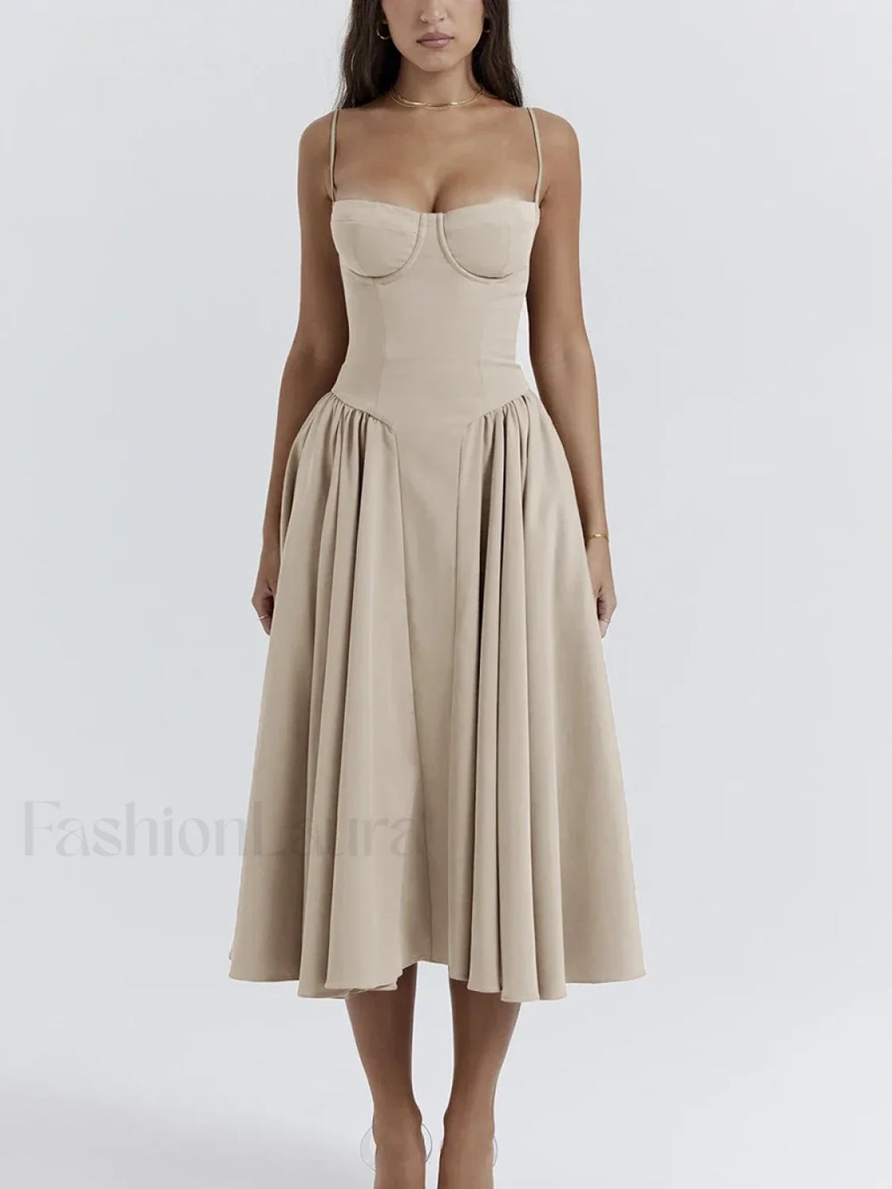 Backless Dropped Waist Midi Dress