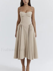 Backless Dropped Waist Midi Dress