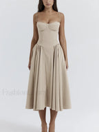 Backless Dropped Waist Midi Dress