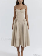 Backless Dropped Waist Midi Dress