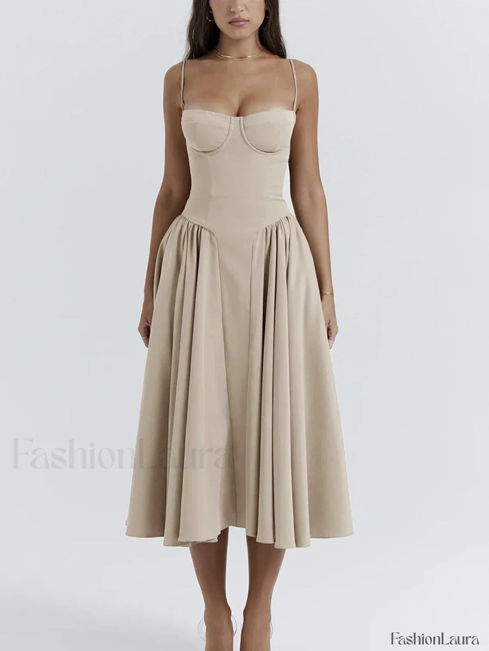 Backless Dropped Waist Midi Dress