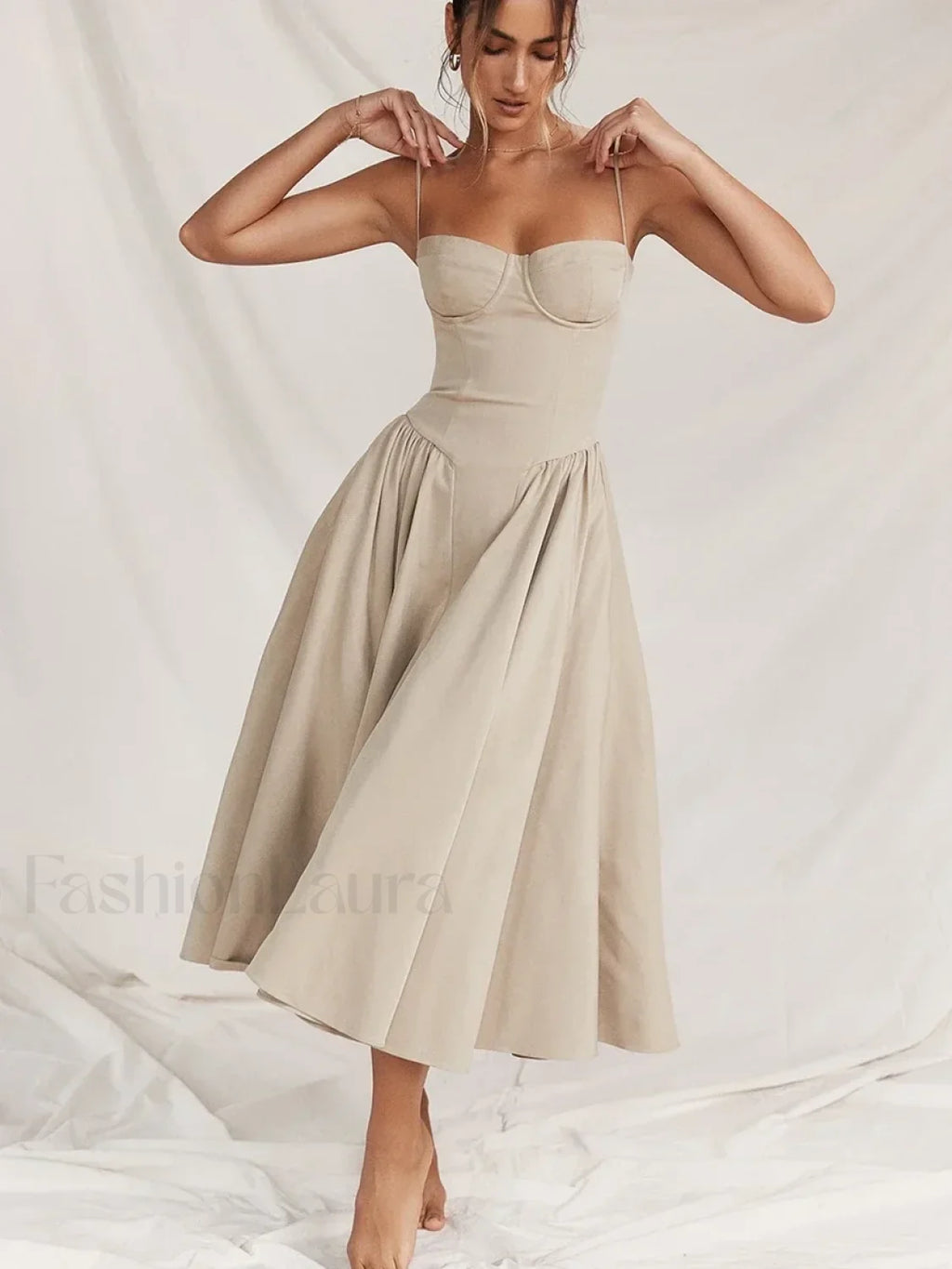 Backless Dropped Waist Midi Dress red / S