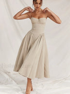 Backless Dropped Waist Midi Dress red / S