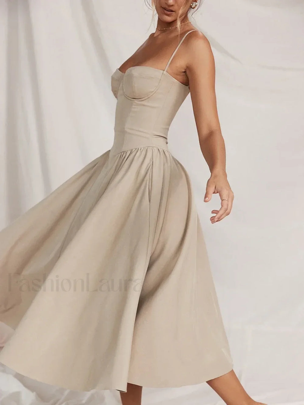 Backless Dropped Waist Midi Dress