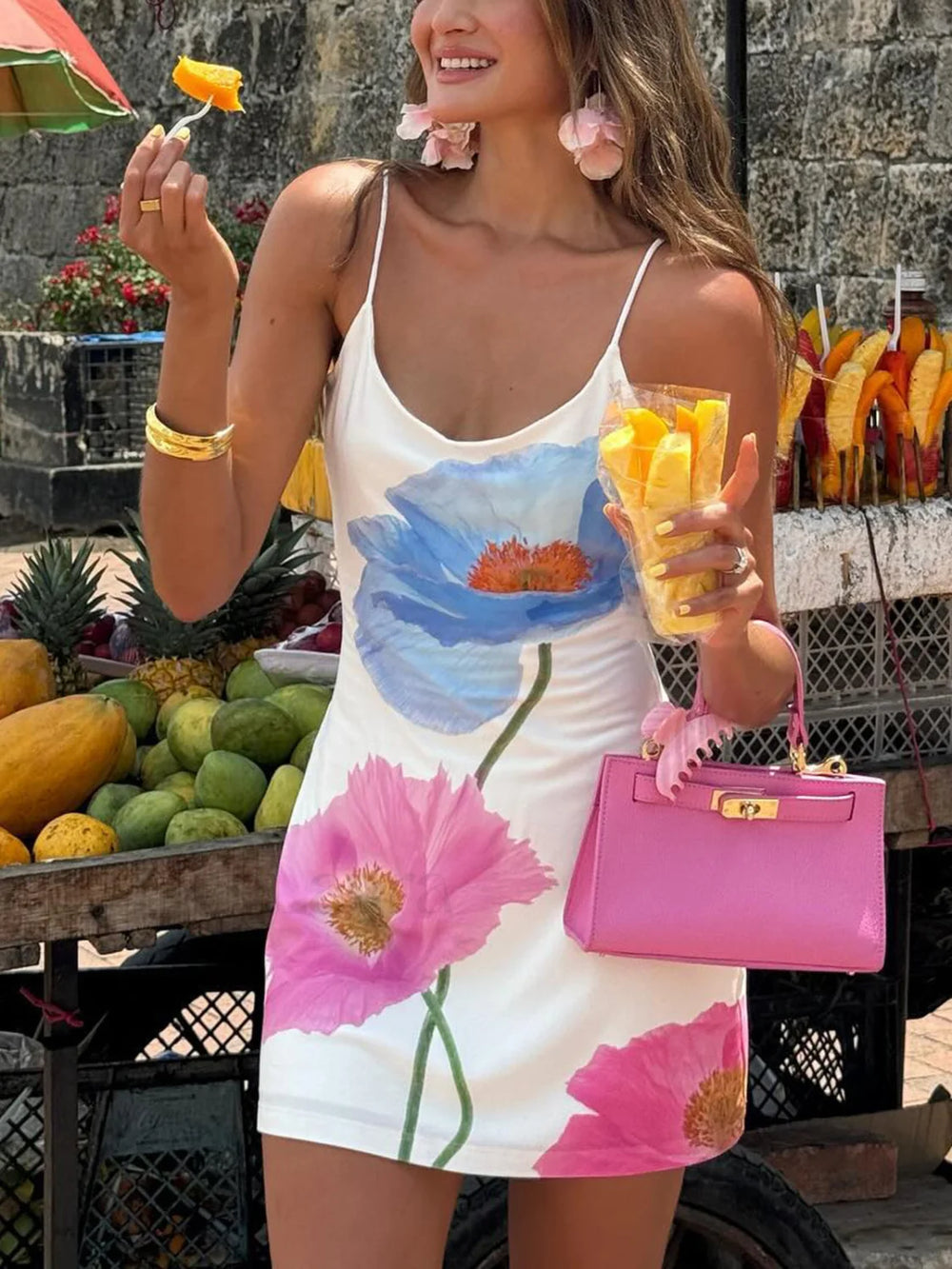 Backless Floral Short Dress Floral Dresses