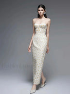 Backless Floral Strapless Maxi Dress PRINT / S