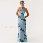 Backless High Waist Floral Dress