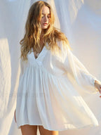 Backless High Waist White Cover Up WHITE / One Size