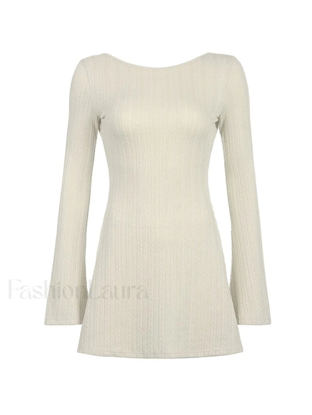 Backless Knitted Long Sleeve Mini Dress Mini Dresses