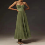 Backless Lace Up Spaghetti Midi Dress