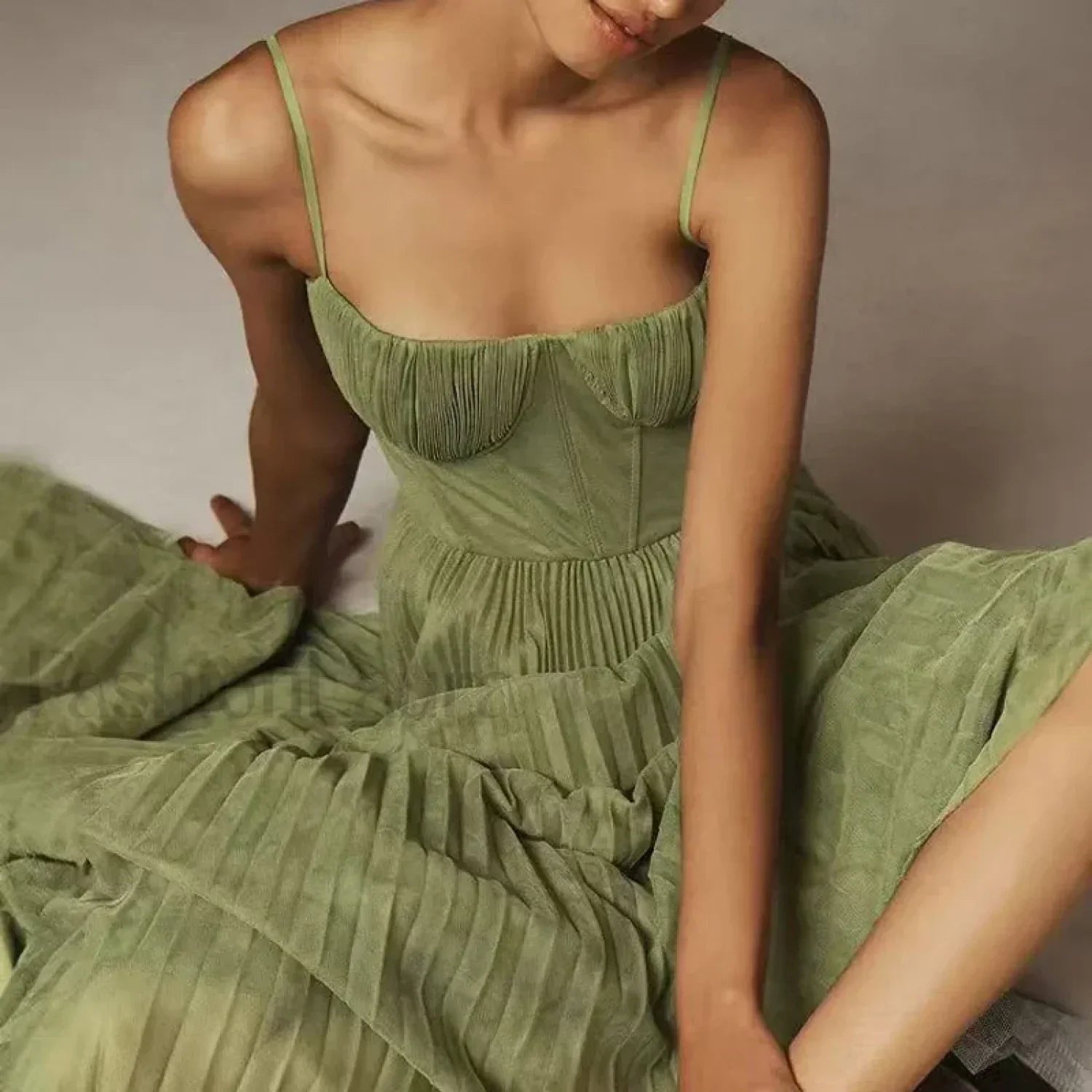 Backless Lace-Up Spaghetti Midi Dress Secondary image