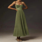 Backless Lace Up Spaghetti Midi Dress