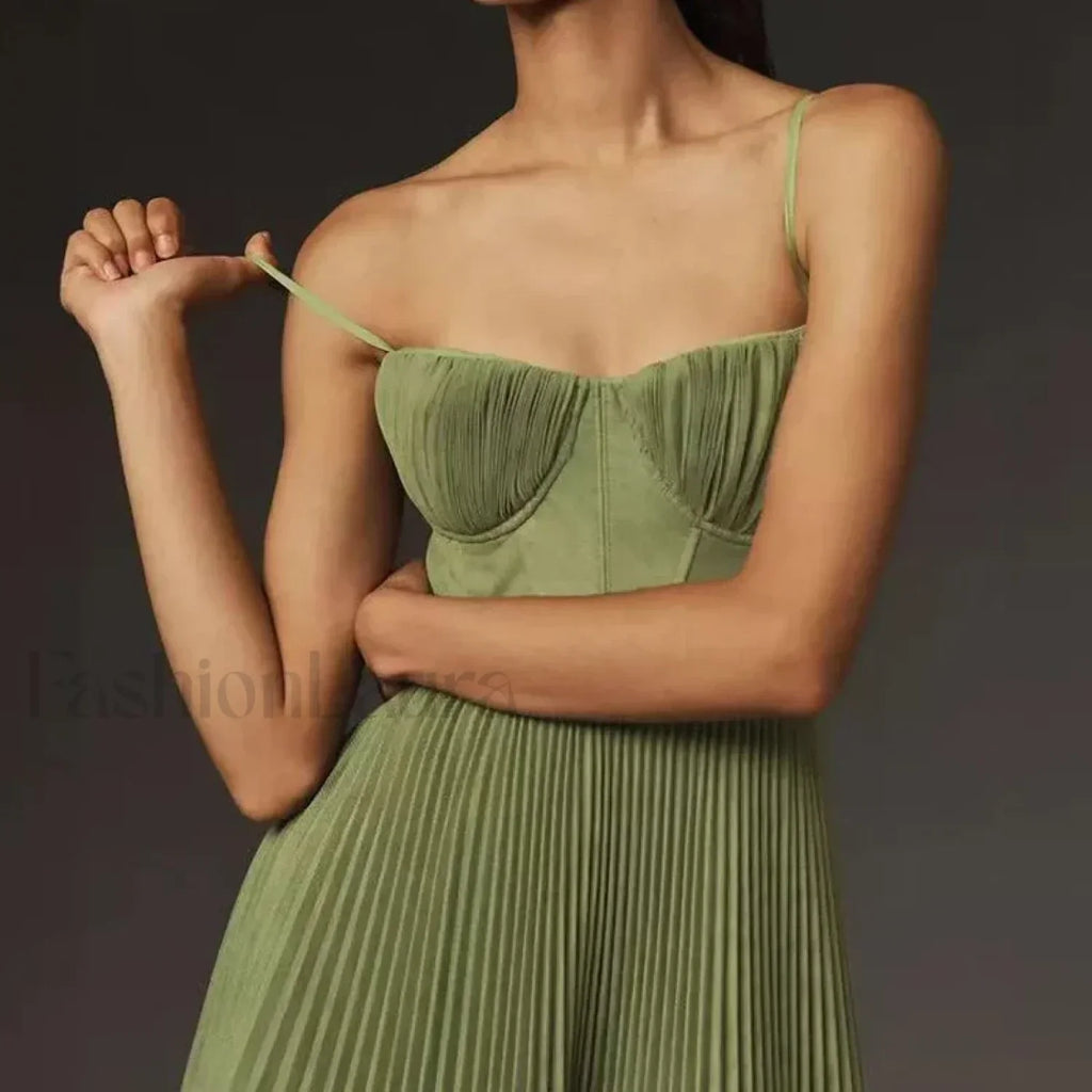 Backless Lace Up Spaghetti Midi Dress