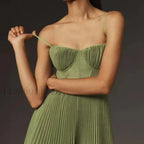 Backless Lace Up Spaghetti Midi Dress
