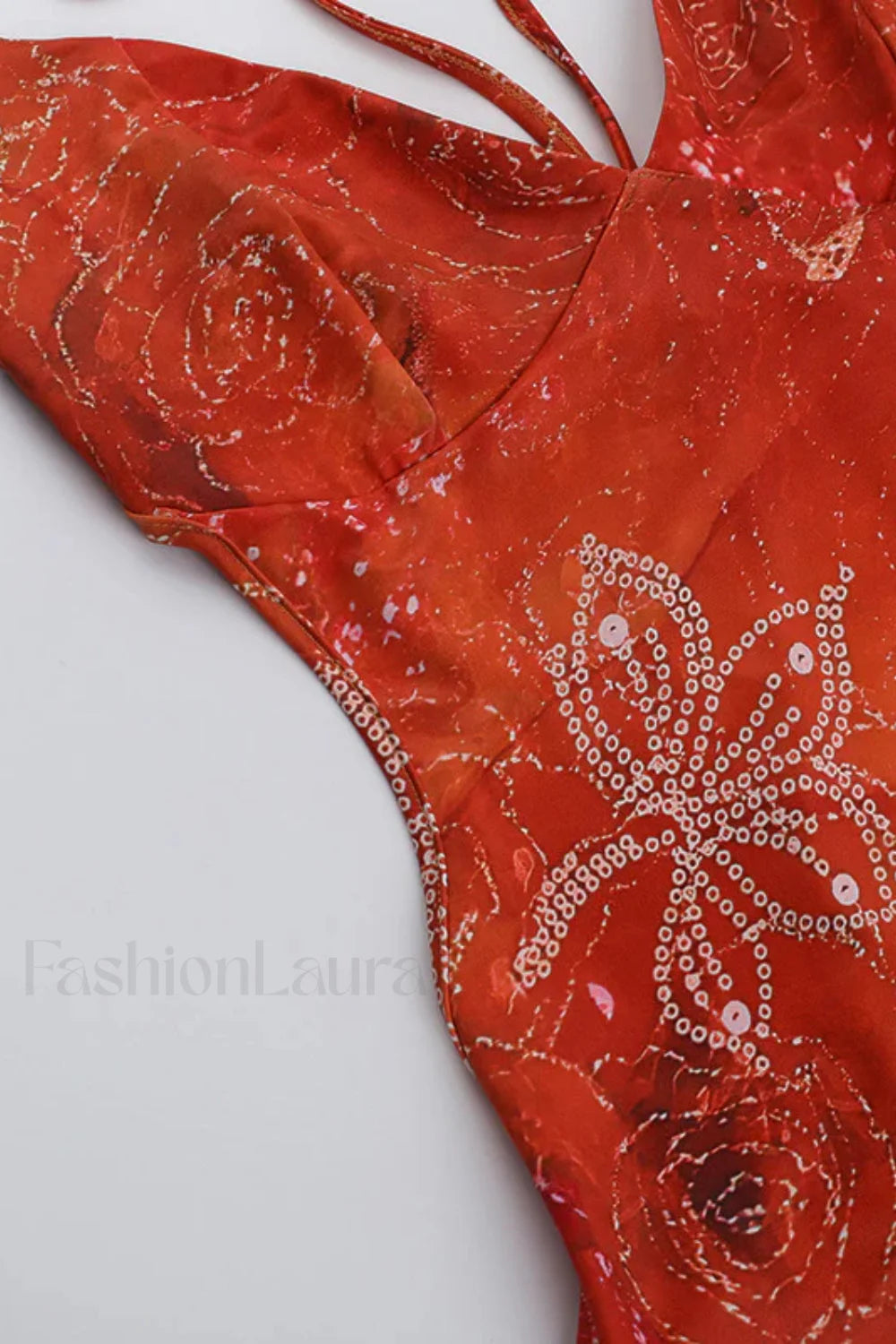 Backless Neck Print Diamond Hip Skirt Spice Girl Floral Dress