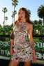 Backless Neck Print Spice Girl Hollow Floral Dress Leopard / S